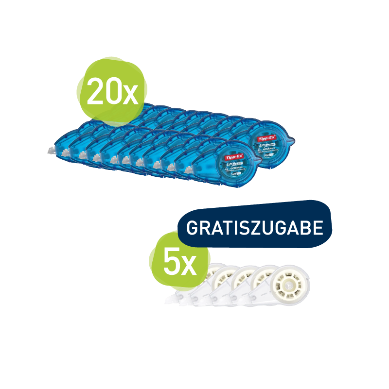 Tipp-Ex Korrekturroller Easy Refill 5mmx14m + Tipp-Ex Easy Refill Nachfüllkasetten