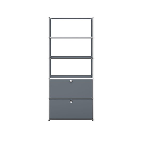 USM Regal mit 2 Klapptüren & 3 offenen Fächern