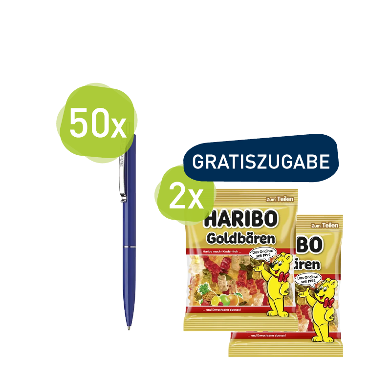 Schneider Kugelschreiber K15 M blau + Haribo Goldbären 175g