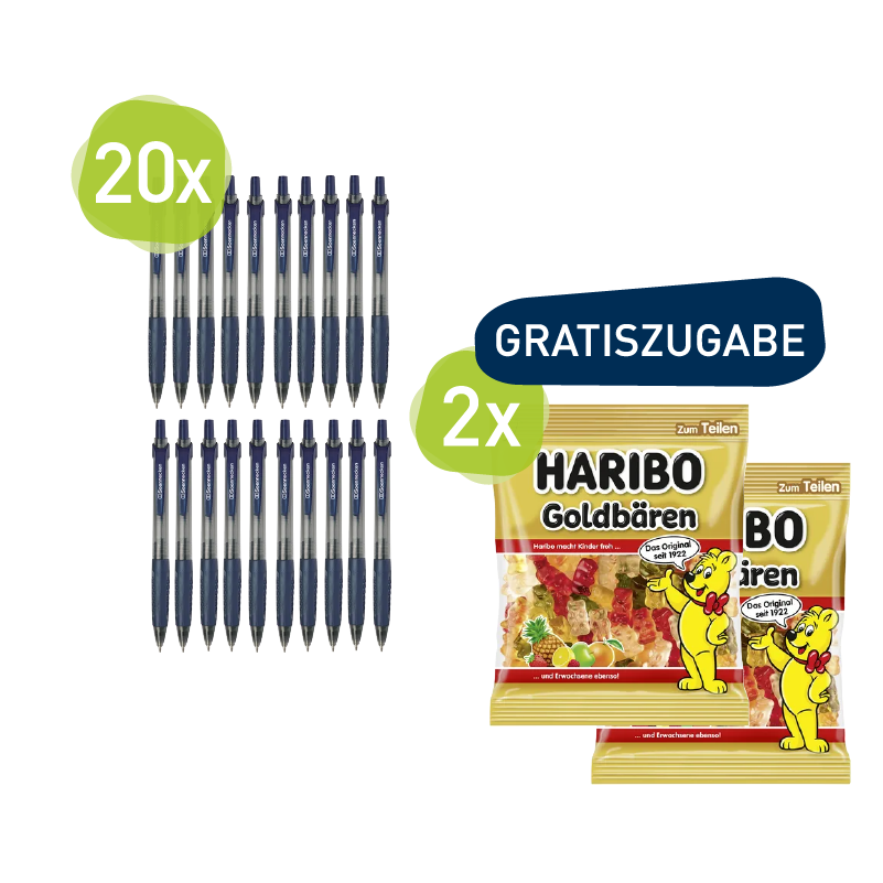 Soennecken Kugelschreiber Nr.180 Druckmechanik M blau + Haribo Goldbären 100g