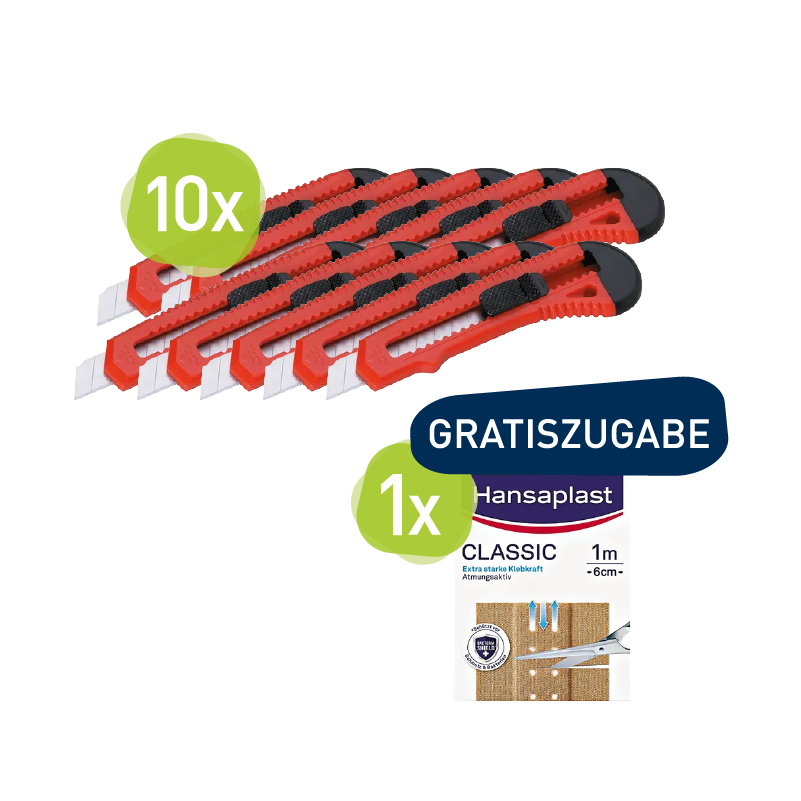 ALCO Cutter Profi 18mm Kunststoff rot + Hansaplast Pflaster CLASSIC 6cmx1m